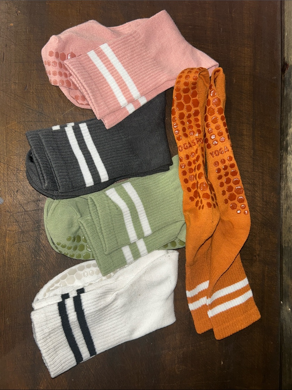 Non-Slip Athletic Crew Socks - Orange, Pink, Gray, Green, White